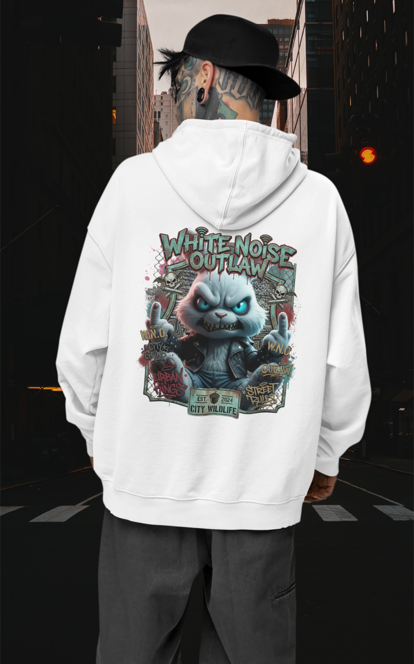 WHITE NOISE OUTLAW Kryot Streetwear - Slammer Organic Oversized Unisex Hoodie Adult SH