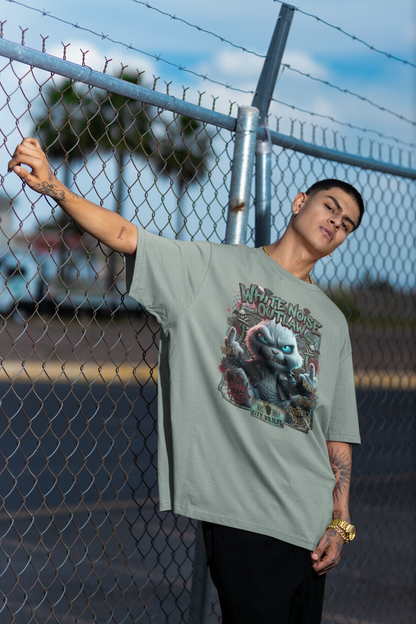 WHITE NOISE OUTLAW Kryot Streetwear Frontprint - Freestyler Bio Oversized Unisex T-Shirt Erwachsenen SH