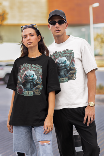 WHITE NOISE OUTLAW Kryot Streetwear Frontprint - Freestyler Bio Oversized Unisex T-Shirt Erwachsenen SH