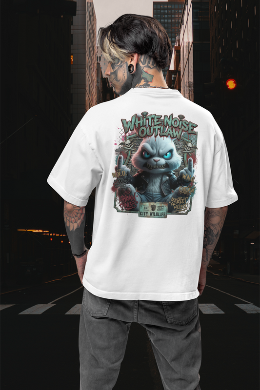 WHITE NOISE OUTLAW Kryot Streetwear Backprint - Freestyler Bio Oversized Unisex T-Shirt Erwachsenen SH