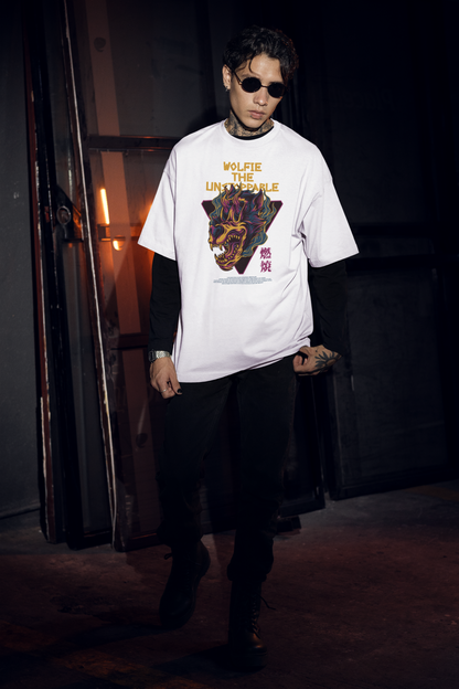 WOLFIE EL IMPARABLE Guerrero Streetwear Estampado Frontal - Camiseta Unisex Extragrande Orgánica Freestyler Adulto SH