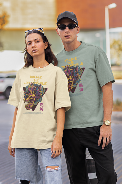WOLFIE EL IMPARABLE Guerrero Streetwear Estampado Frontal - Camiseta Unisex Extragrande Orgánica Freestyler Adulto SH