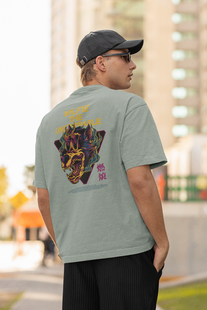 WOLFIE THE UNSTOPPABLE Warrior Streetwear Backprint - Freestyler Bio Oversized T-Shirt Erwachsenen SH