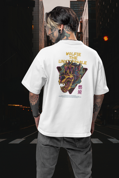 WOLFIE THE UNSTOPPABLE Warrior Streetwear Backprint - Freestyler Bio Oversized T-Shirt Erwachsenen SH