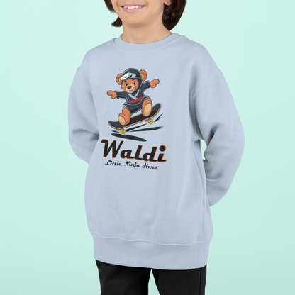 Teddy Waldi LNH Kinder Pullover Bio Baumwolle Hochwertig Langlebig - Teddy Waldi Little Ninja Skater Hero - Mini Changer Sweatshirt ST/ST SH