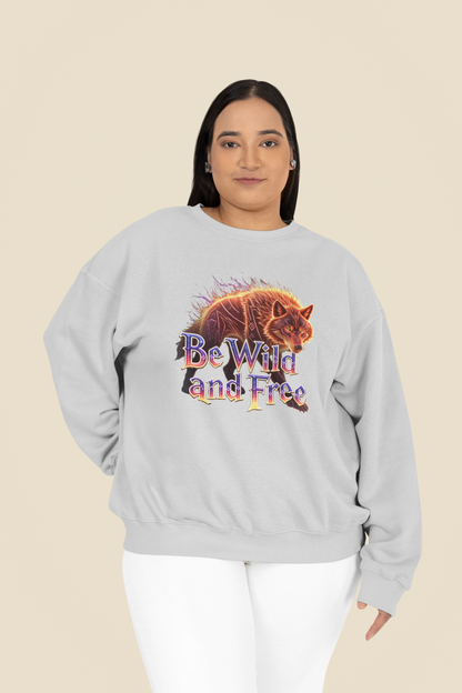 Wilder Wolf in Flammen Be Wild and Free Front - Unisex Erwachsenen Bio Changer Sweatshirt ST/ST SH