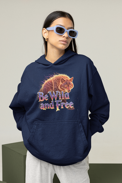 Wilder Wolf in Flammen Be Wild and Free Front - Unisex Erwachsenen Bio Slammer Oversized Hoodie ST/ST SH