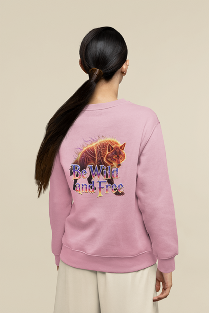 Wilder Wolf in Flammen Be Wild and Free Back - Unisex Erwachsenen Bio Changer Sweatshirt ST/ST SH