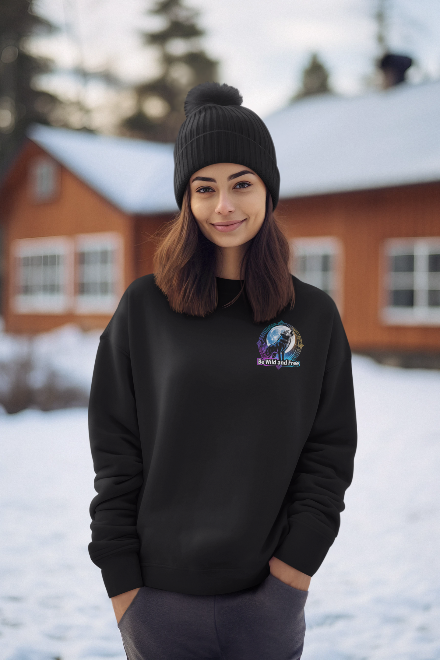 Wolf Runen Mond Be Wild and Free Mini II - Unisex Sweatshirt Changer Erwachsene 2.0 ST/ST SH