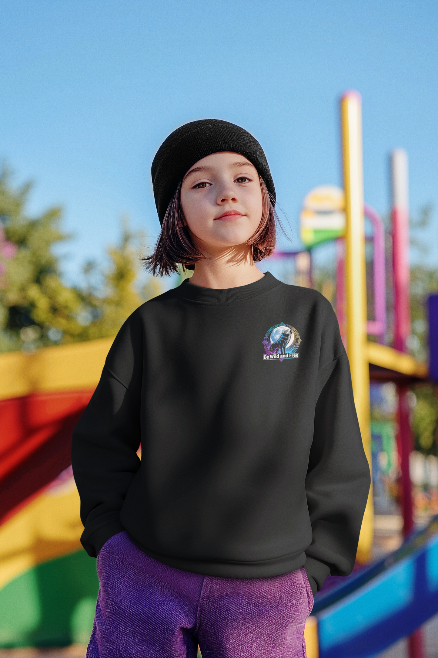 Wolf Runen Mond Be Wild and Free Mini II - Unisex Sweatshirt Changer Erwachsene 2.0 ST/ST SH