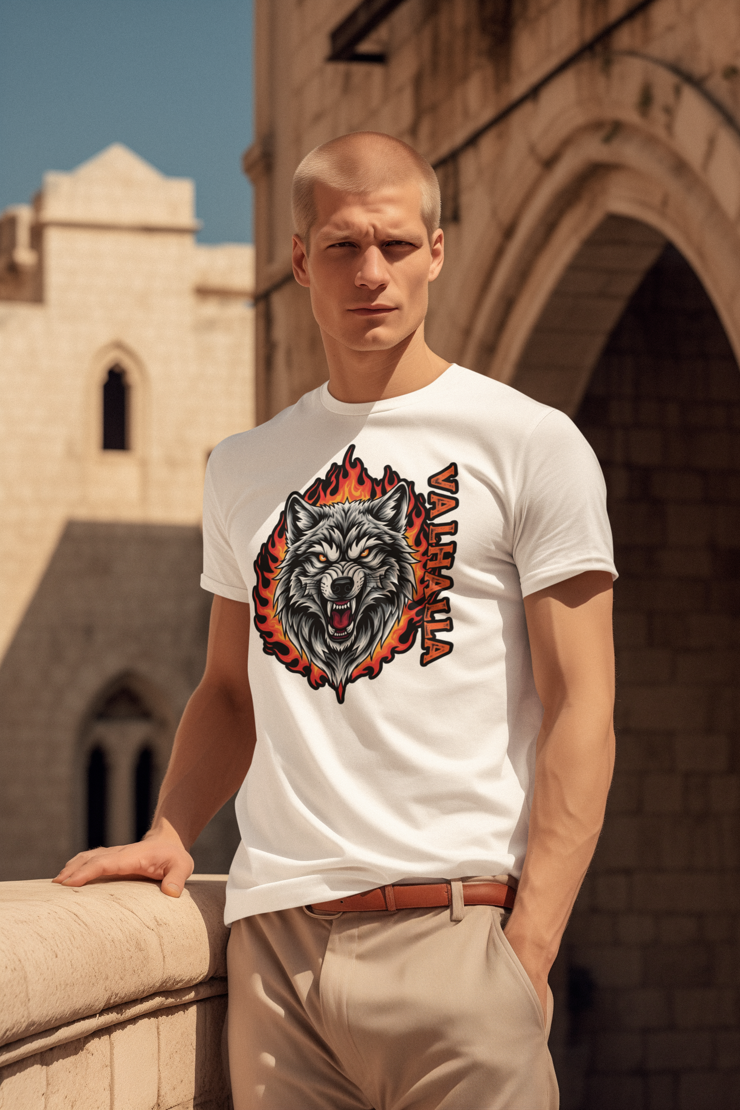 Wolf in Flammen Valhalla - Unisex Erwachsenen Bio Baumwolle T-Shirt Creator 2.0 ST/St SH