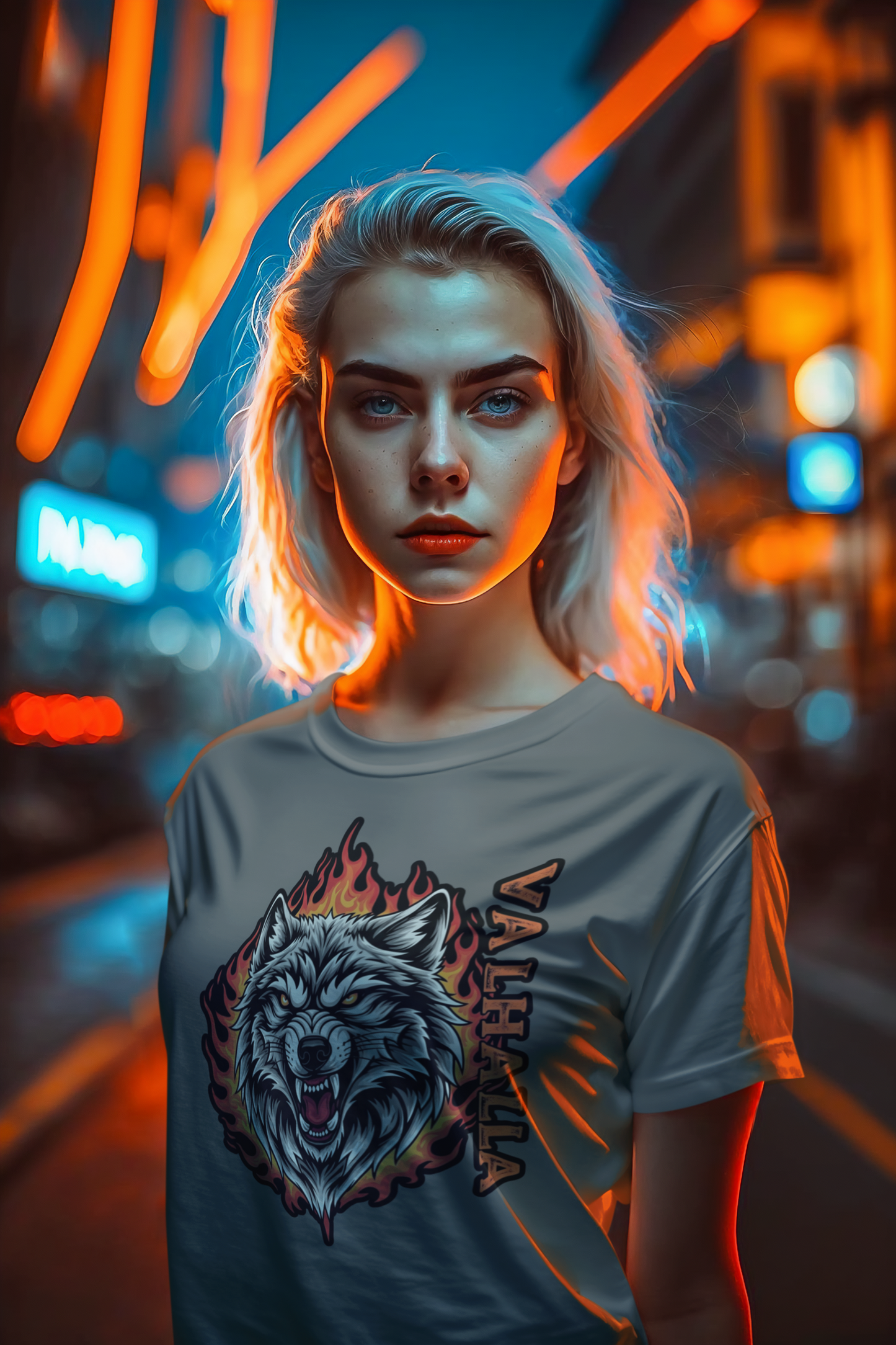 Wolf in Flammen Valhalla - Unisex Erwachsenen Bio Baumwolle T-Shirt Creator 2.0 ST/St SH