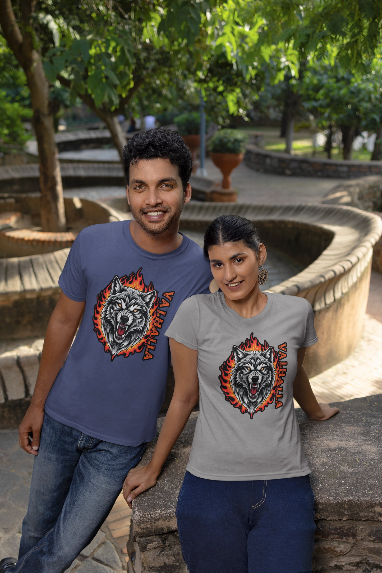 Wolf in Flammen Valhalla - Unisex Erwachsenen Bio Baumwolle T-Shirt Creator 2.0 ST/St SH