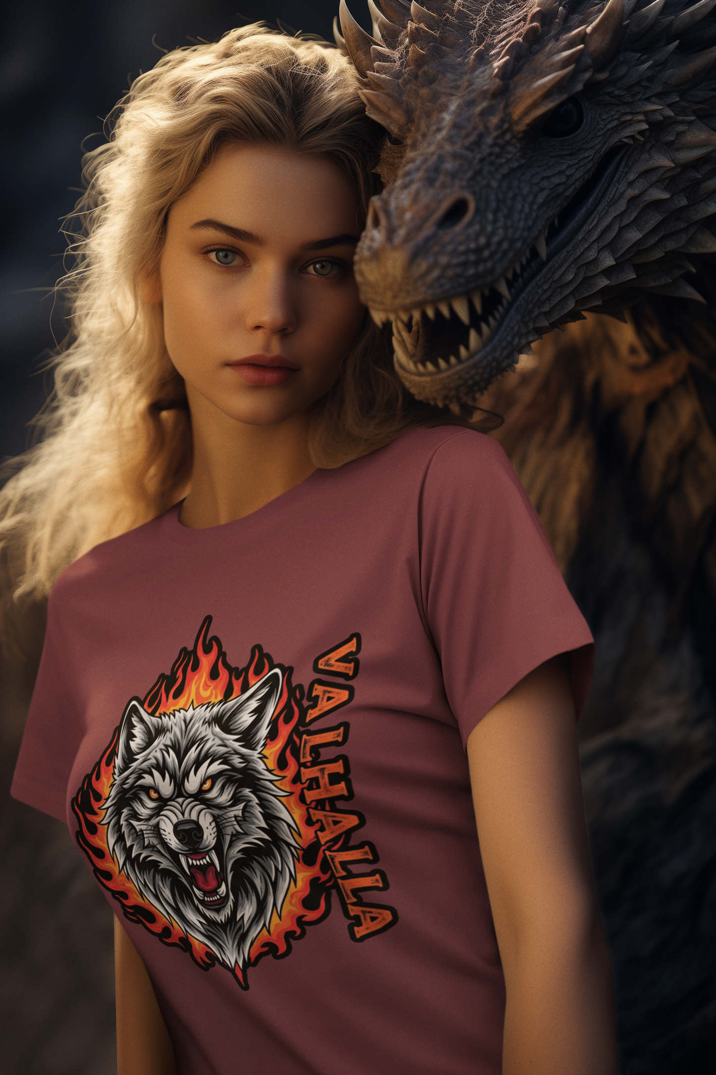 Wolf in Flammen Valhalla - Unisex Erwachsenen Bio Baumwolle T-Shirt Creator 2.0 ST/St SH