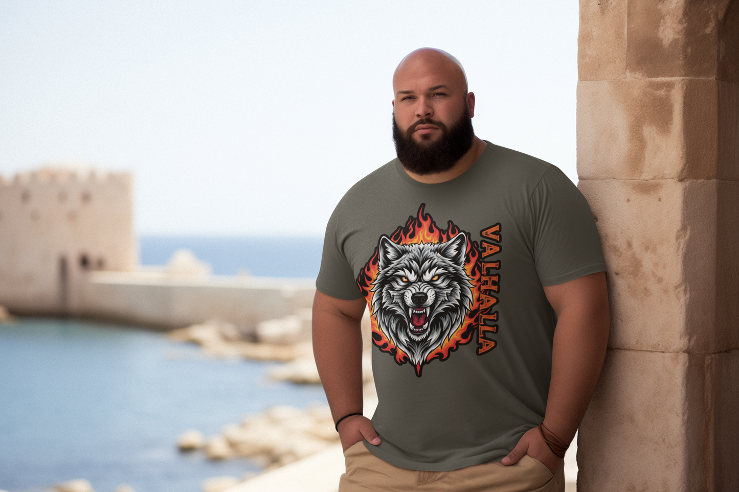 Wolf in Flammen Valhalla - Unisex Erwachsenen Bio Baumwolle T-Shirt Creator 2.0 ST/St SH