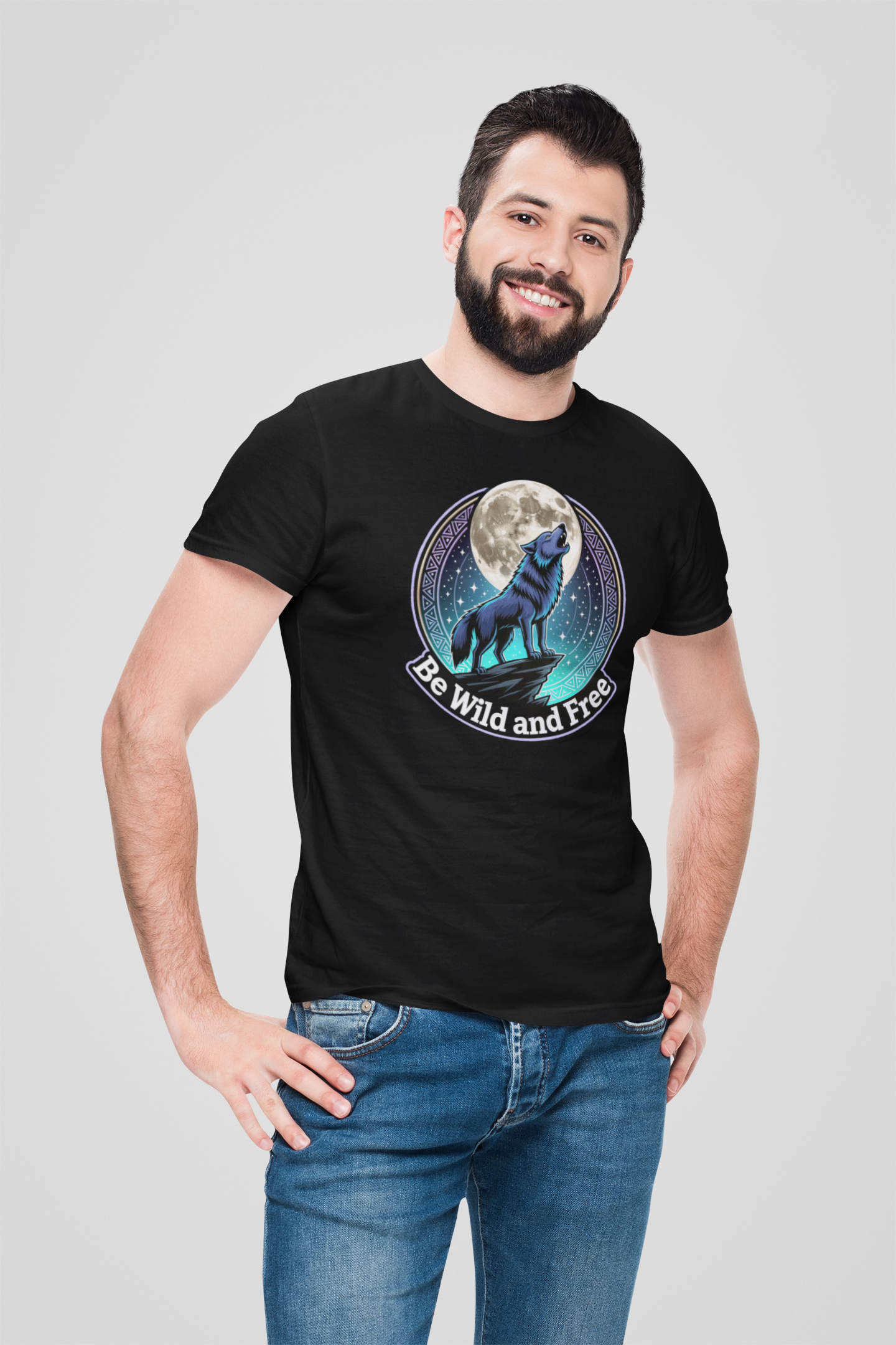 Wolf Be Wild and Free II Groß - Unisex Erwachsenen Bio Creator T-Shirt ST/ST SH