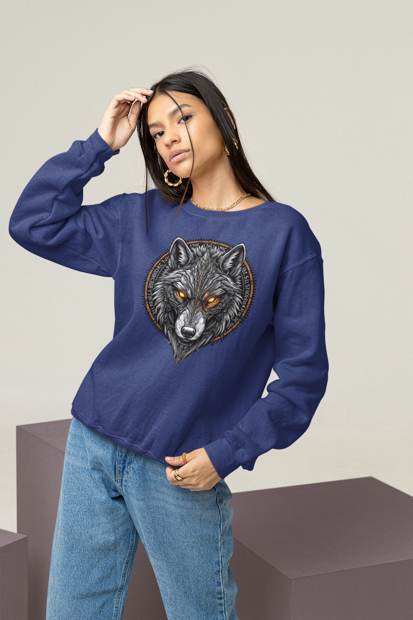 Sudadera unisex para adultos con ojos mágicos y runas de lobo ST/ST SH