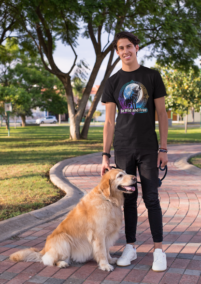 Wolf Runen Mond Be Wild and Free Groß Front - Unisex Erwachsenen Bio Creator T-Shirt ST/ST SH