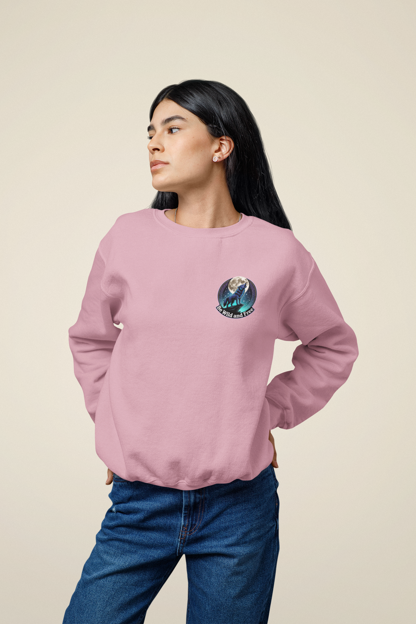 Wolf Sternenhimmel Mond Mini - Unisex Erwachsenen Changer Sweatshirt ST/ST SH