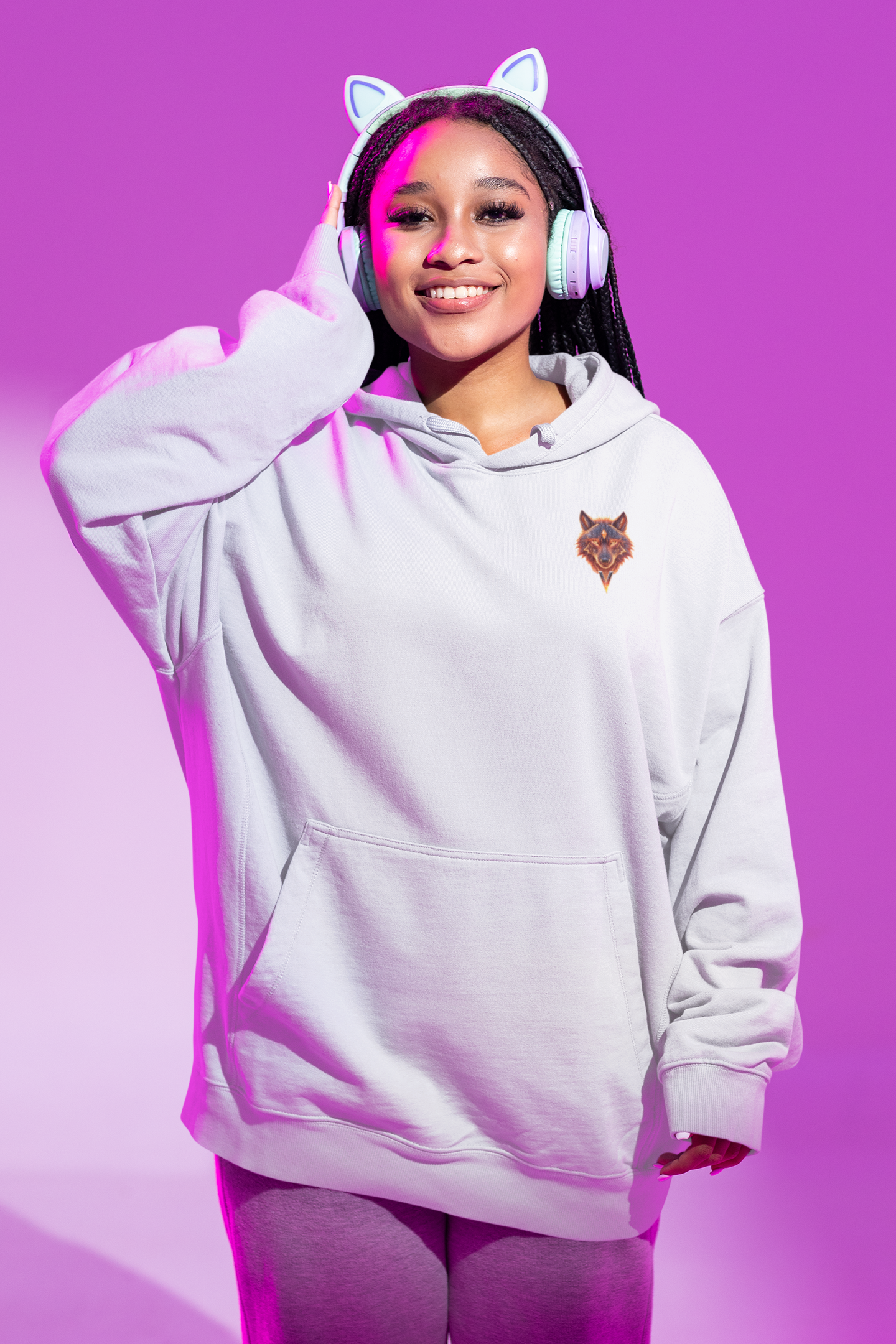 Wolf Wild im Kopf Feuer im Herz Freiheit im Blut BS - Unisex Erwachsenen Bio Slammer Oversized Hoodie ST/ST SH