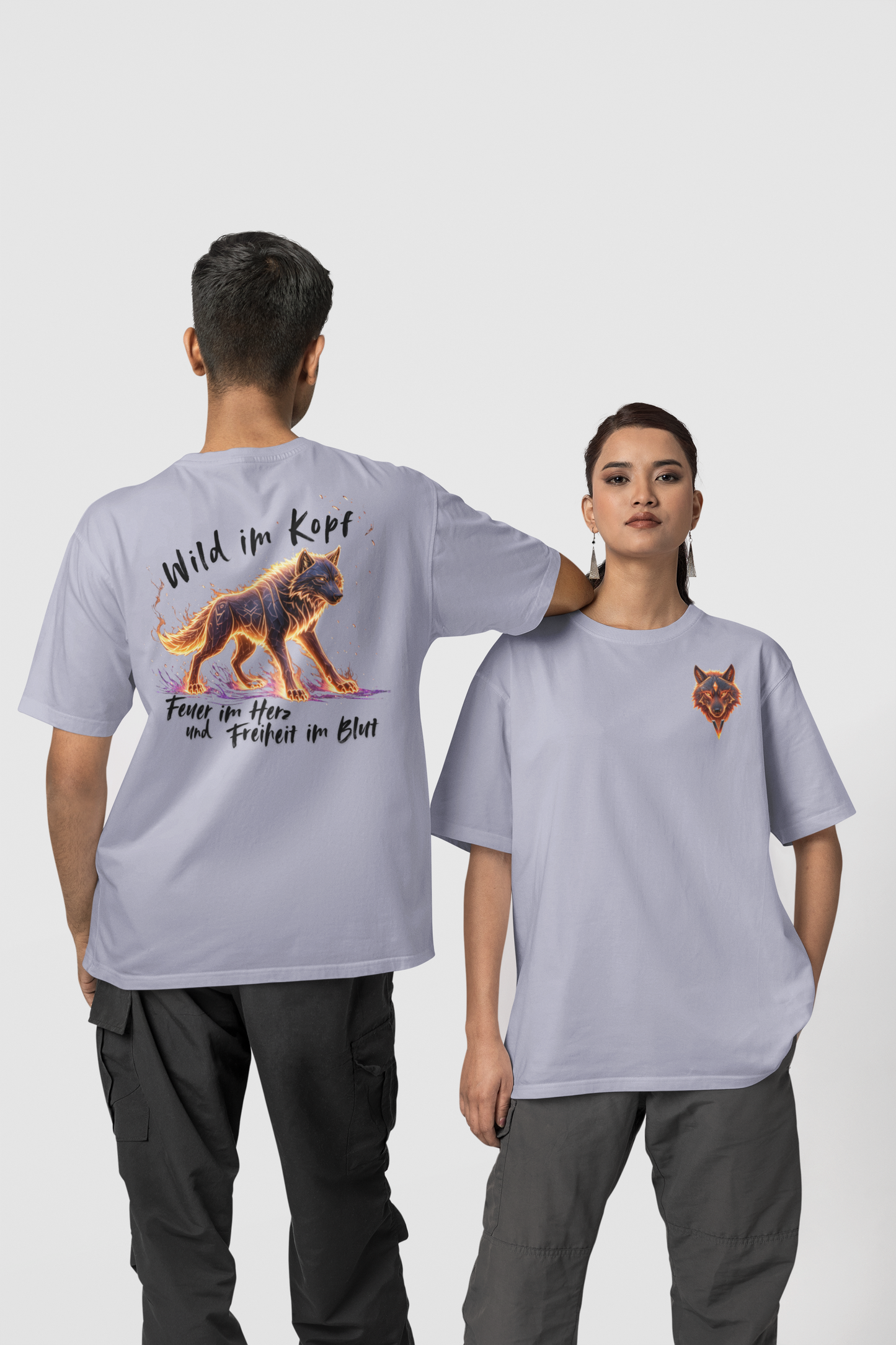 Wolf Wild im Kopf Feuer im Herz Freiheit im Blut BS - Unisex Erwachsenen Bio Creator T-Shirt ST/ST SH
