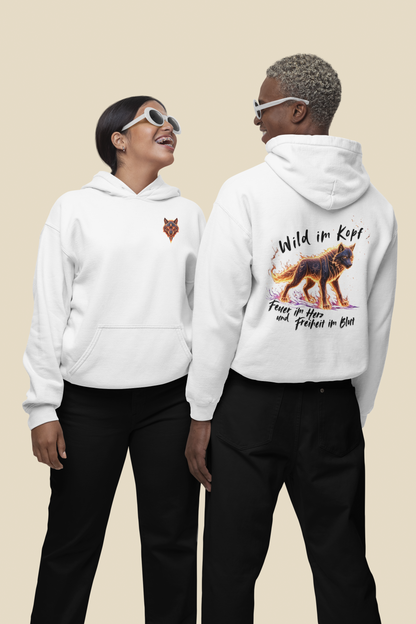 Wolf Wild im Kopf Feuer im Herz Freiheit im Blut BS - Unisex Erwachsenen Bio Organic Cruiser Hoodie 2.0 ST/ST