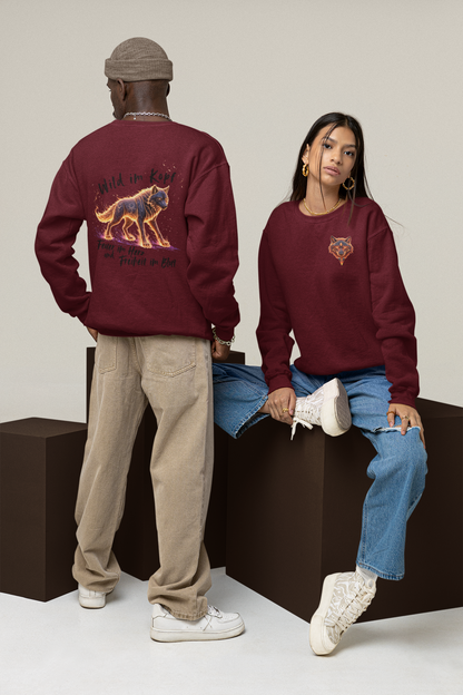 Wolf Wild im Kopf Feuer im Herz Freiheit im Blut BS - Unisex Erwachsenen Bio Changer Sweatshirt ST/ST SH