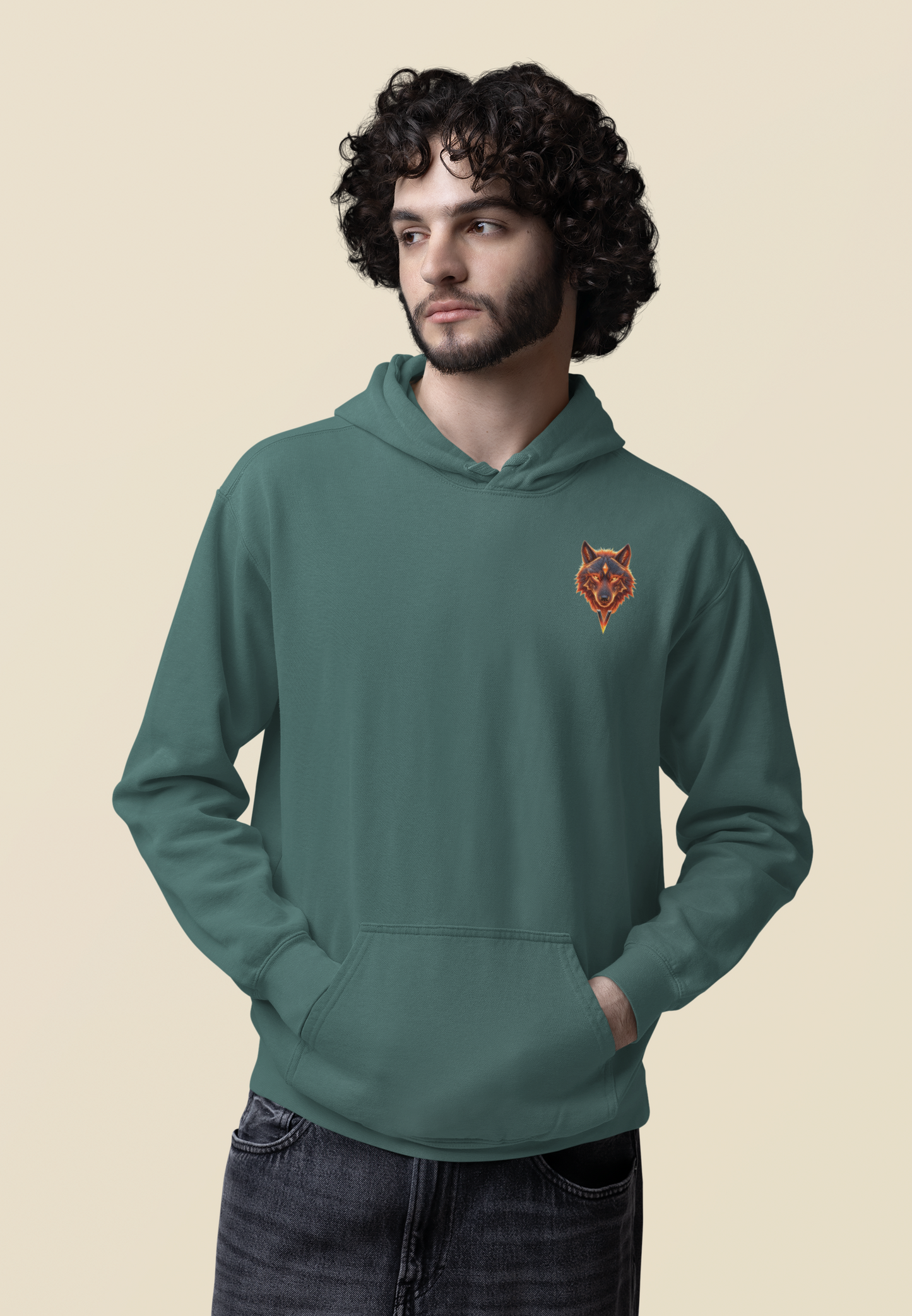 Wolf Wild in the Head Fire in the Heart BS - Unisex Erwachsenen Bio Cruiser Hoodie ST/ST SH