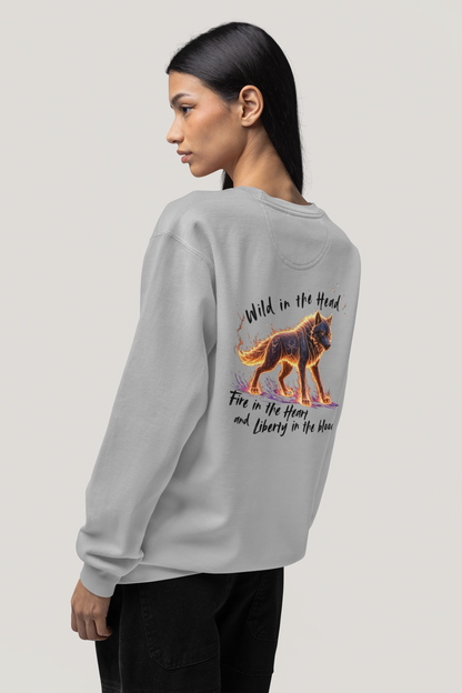 Wolf Wild in the Head Fire in the Heard BS - Unisex Erwachsenen Bio Changer Sweatshirt ST/ST SH