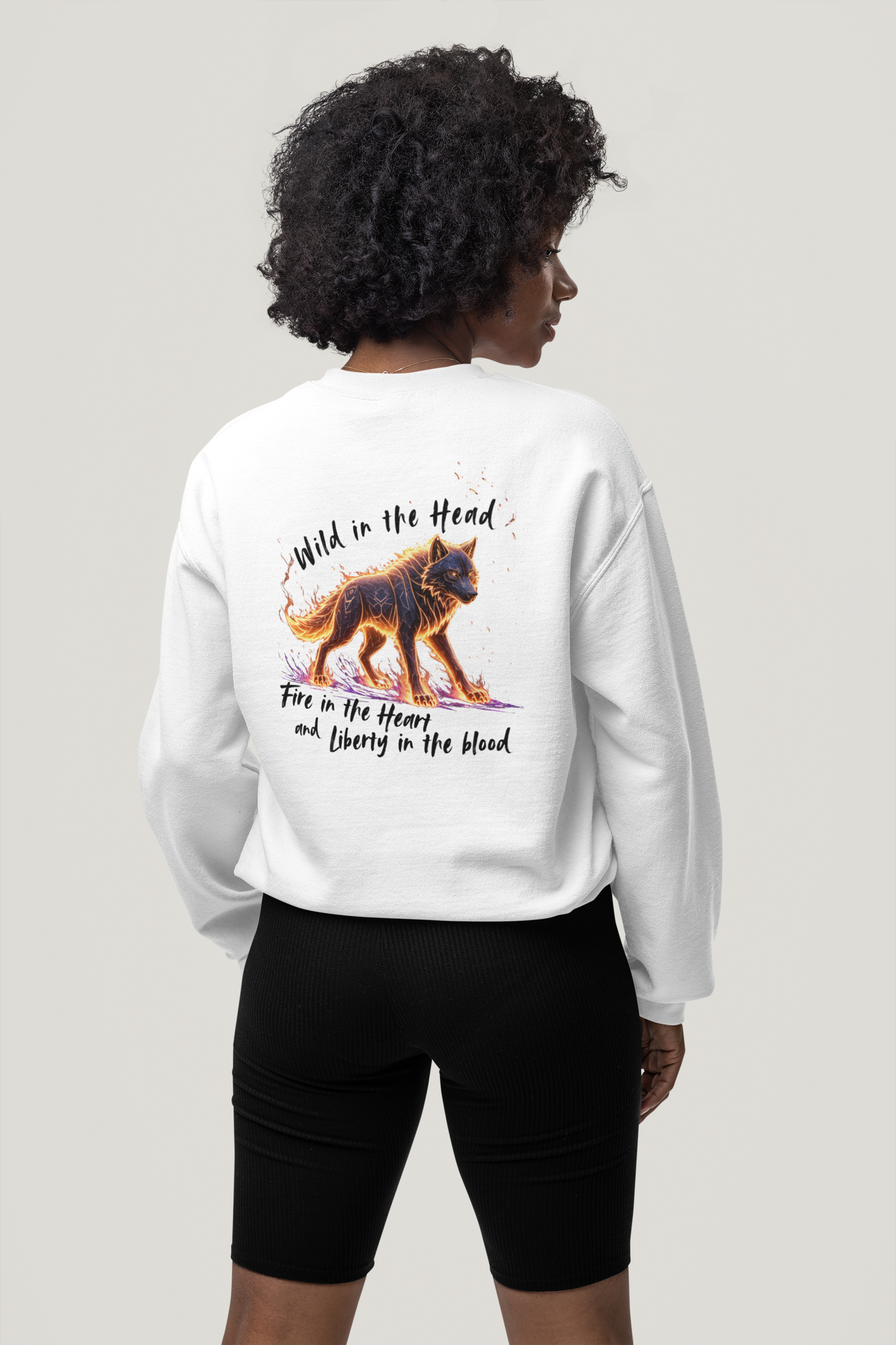 Wolf Wild in the Head Fire in the Heard BS - Unisex Erwachsenen Bio Changer Sweatshirt ST/ST SH