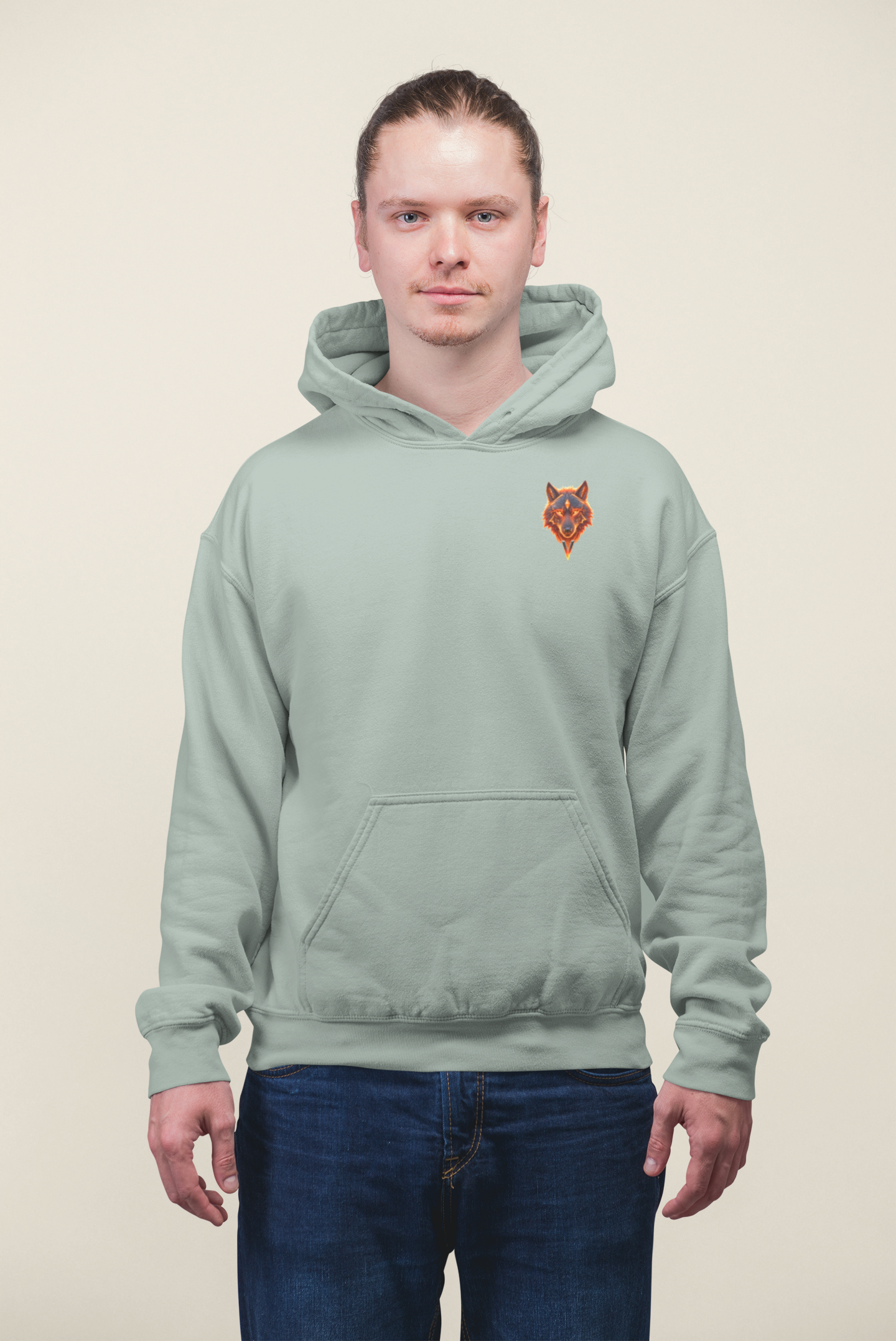 Wolf Wild in the Head Fire in the Heart BS - Unisex Erwachsenen Bio Cruiser Hoodie ST/ST SH