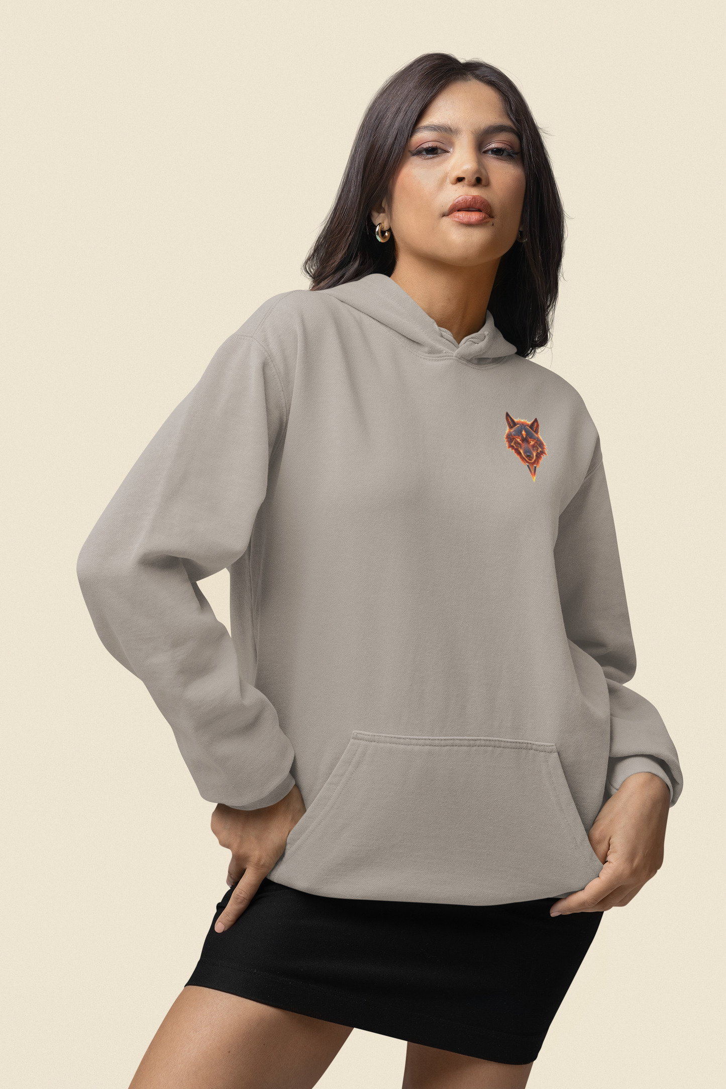 Wolf Wild im Kopf Feuer im Herz Freiheit im Blut BS - Unisex Erwachsenen Bio Cruiser Hoodie ST/ST SH