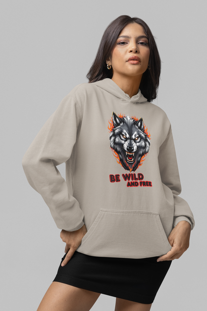 Wolf in Flammen Be Wild and Free - Unisex Erwachsenen Bio Organic Cruiser Hoodie 2.0 ST/ST
