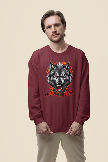 Wolf in Flames Nordic Inferno - Unisex Adult Bio Changer Sweatshirt ST/ST SH
