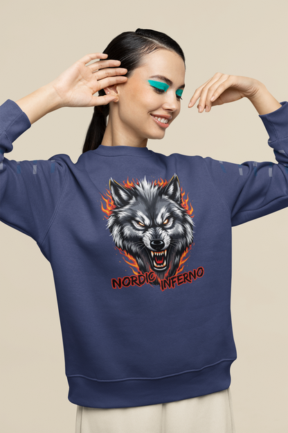 Wolf in Flames Nordic Inferno - Unisex Adult Bio Changer Sweatshirt ST/ST SH