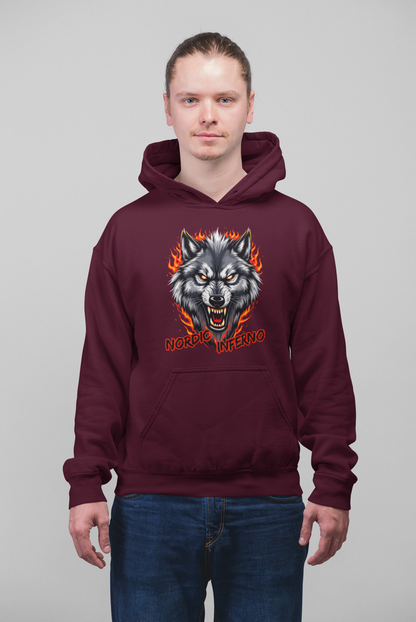 Wolf in Flammen Nordic Inferno - Unisex Erwachsenen Bio Organic Cruiser Hoodie 2.0 ST/ST