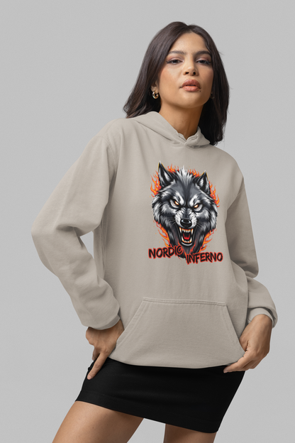 Wolf in Flammen Nordic Inferno - Unisex Erwachsenen Bio Organic Cruiser Hoodie 2.0 ST/ST