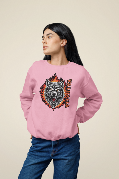 Wolf in Flammen Valhalla - Unisex Erwachsenen Bio Changer Sweatshirt ST/ST SH
