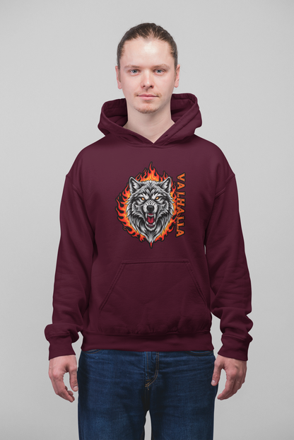 Wolf in Flammen Valhalla - Unisex Erwachsenen Bio Organic Cruiser Hoodie 2.0 ST/ST