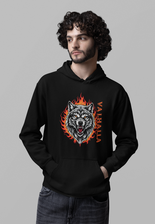 Wolf in Flammen Valhalla - Unisex Erwachsenen Bio Cruiser Hoodie ST/ST SH