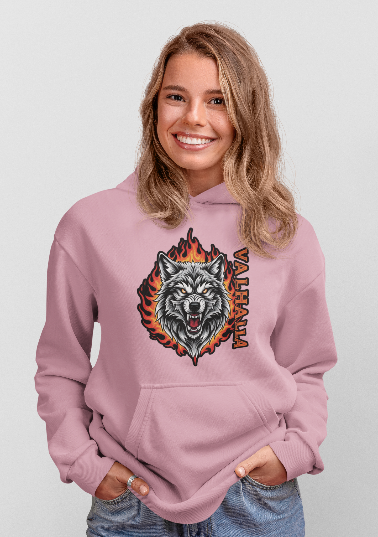 Wolf in Flammen Valhalla - Unisex Erwachsenen Bio Organic Cruiser Hoodie 2.0 ST/ST