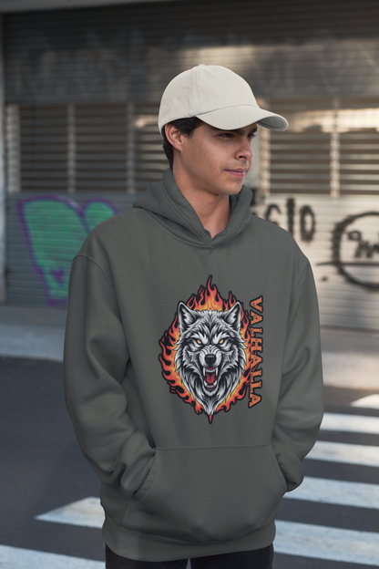 Wolf in Flammen Valhalla - Unisex Erwachsenen Bio Organic Cruiser Hoodie 2.0 ST/ST
