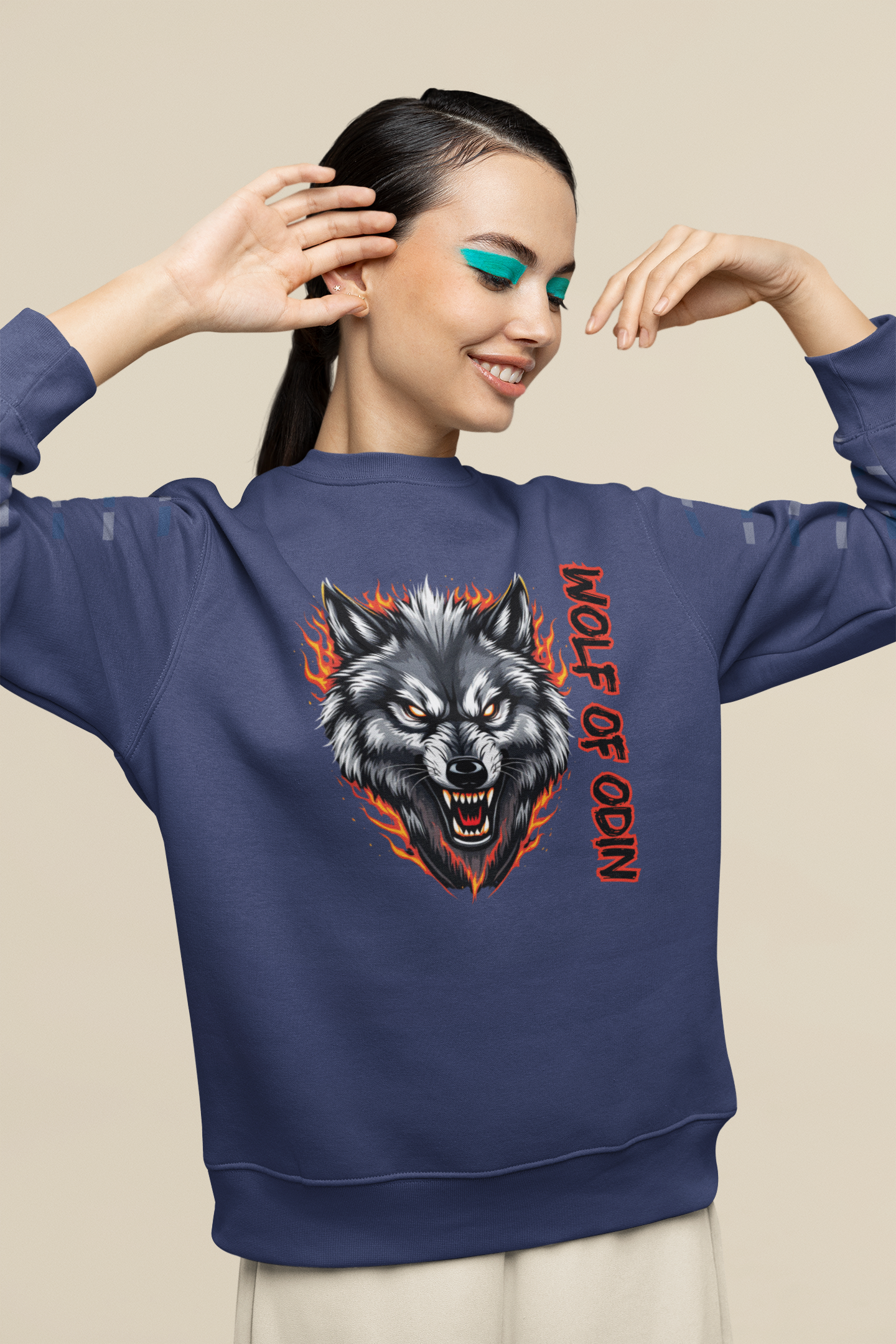 Wolf in Flames Wolf of Odin - Unisex Adult Bio Changer Sweatshirt ST/ST SH