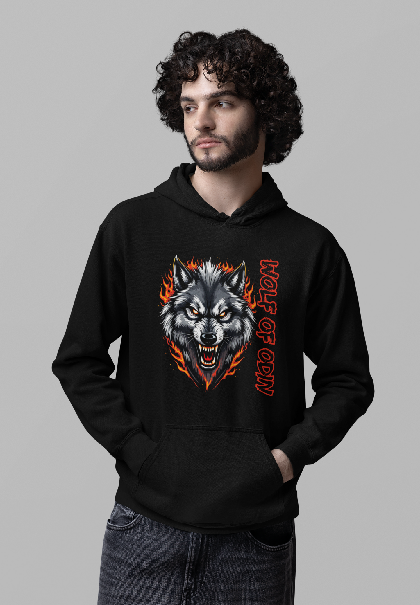 Wolf in Flammen Wolf of Odin - Unisex Erwachsenen Bio Organic Cruiser Hoodie 2.0 ST/ST