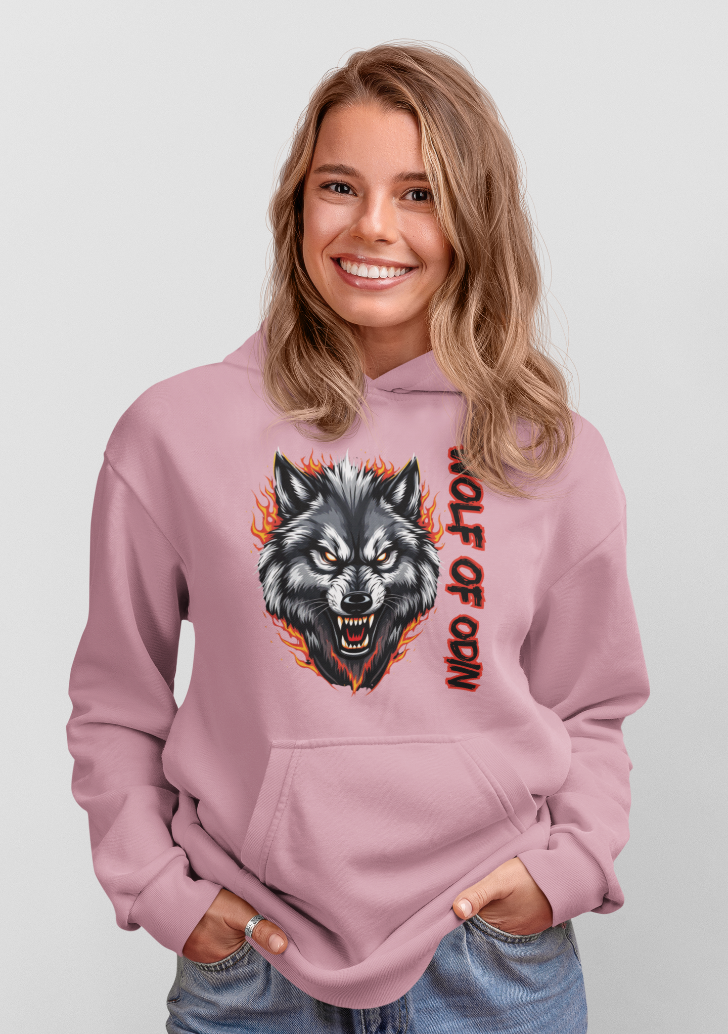 Wolf in Flammen Wolf of Odin - Unisex Erwachsenen Bio Organic Cruiser Hoodie 2.0 ST/ST