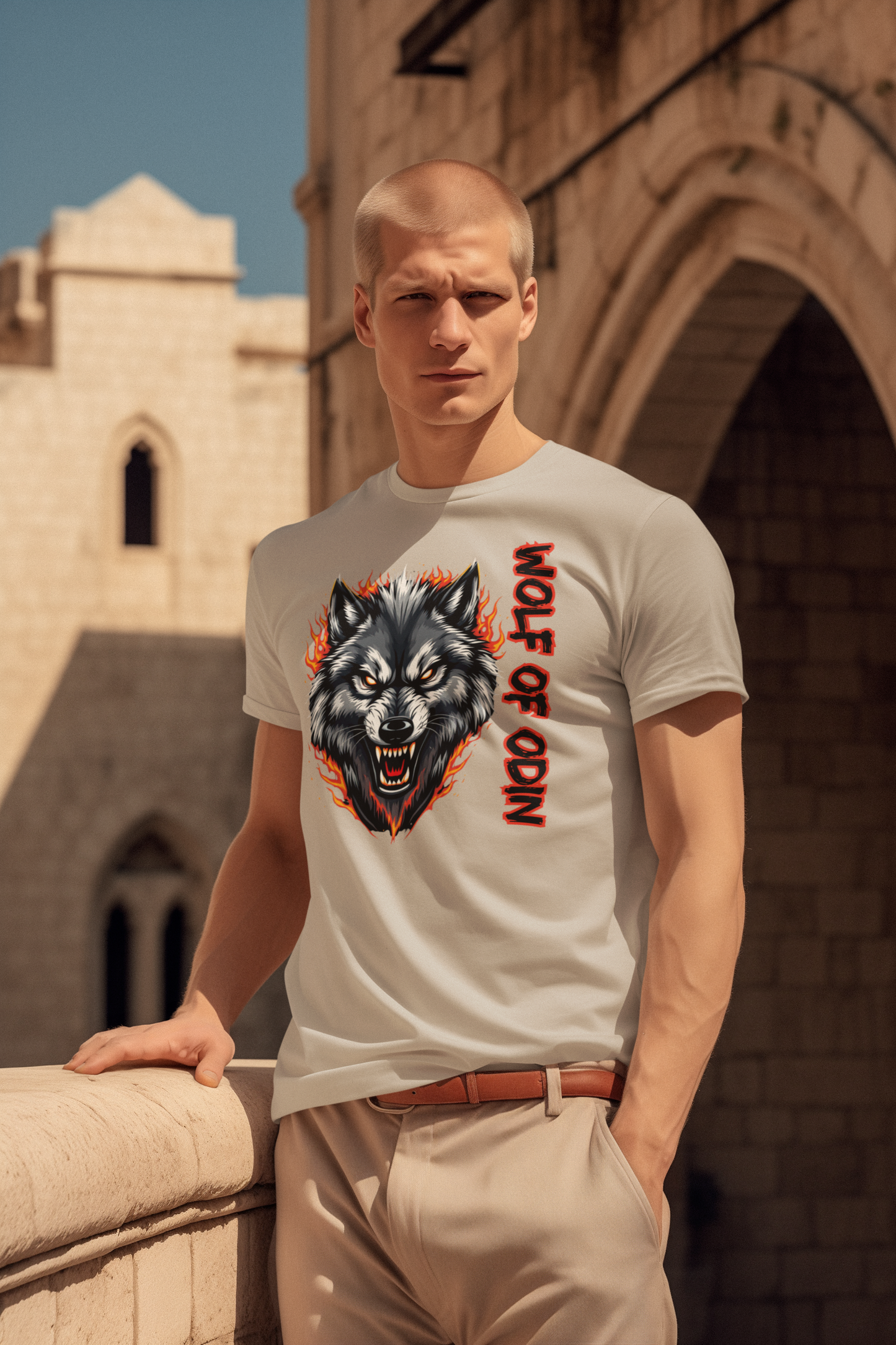 Wolf in Flammen Wolf of Odin - Unisex Erwachsenen Bio Baumwolle Kurzarm Shirt Creator T-Shirt 2.0 ST/ST SH