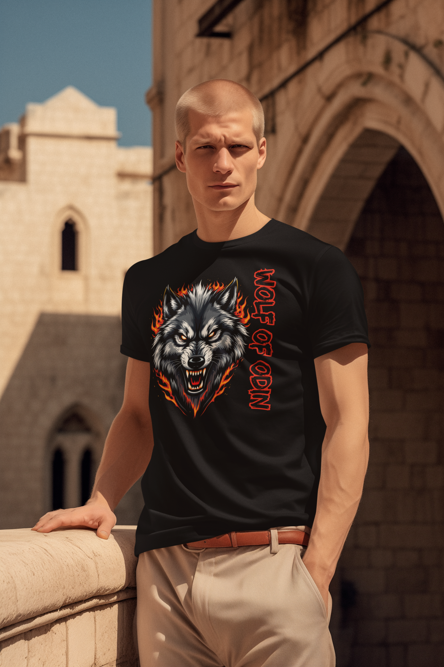 Wolf in Flammen Wolf of Odin - Unisex Erwachsenen Bio Baumwolle Kurzarm Shirt Creator T-Shirt 2.0 ST/ST SH