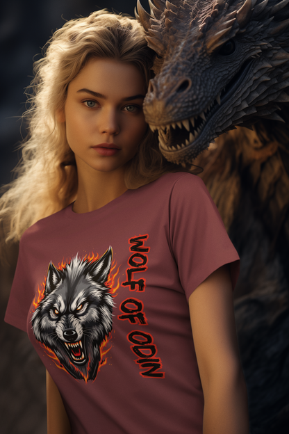 Wolf in Flammen Wolf of Odin - Unisex Erwachsenen Bio Baumwolle Kurzarm Shirt Creator T-Shirt 2.0 ST/ST SH