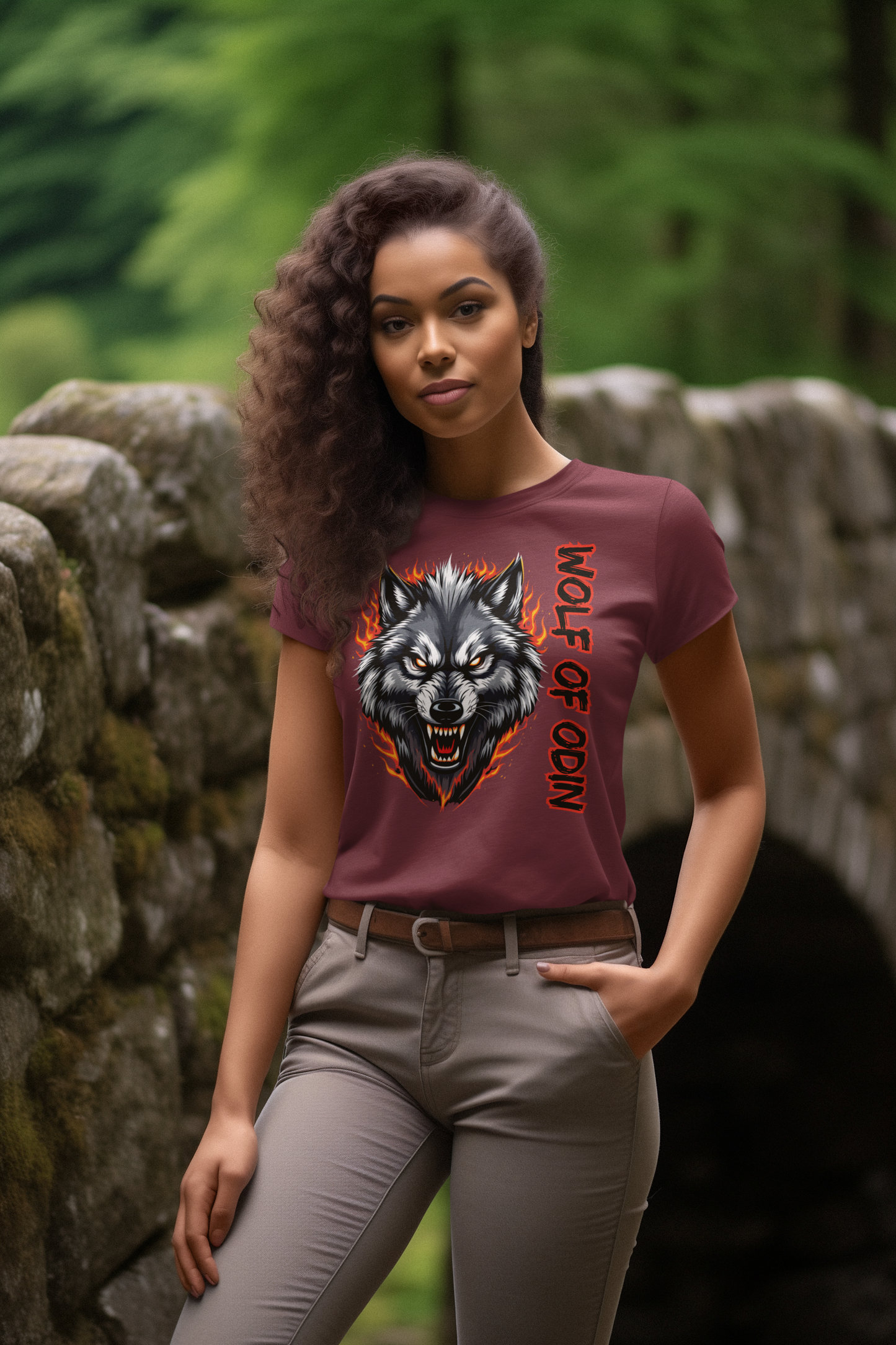Wolf in Flammen Wolf of Odin - Unisex Erwachsenen Bio Baumwolle Kurzarm Shirt Creator T-Shirt 2.0 ST/ST SH