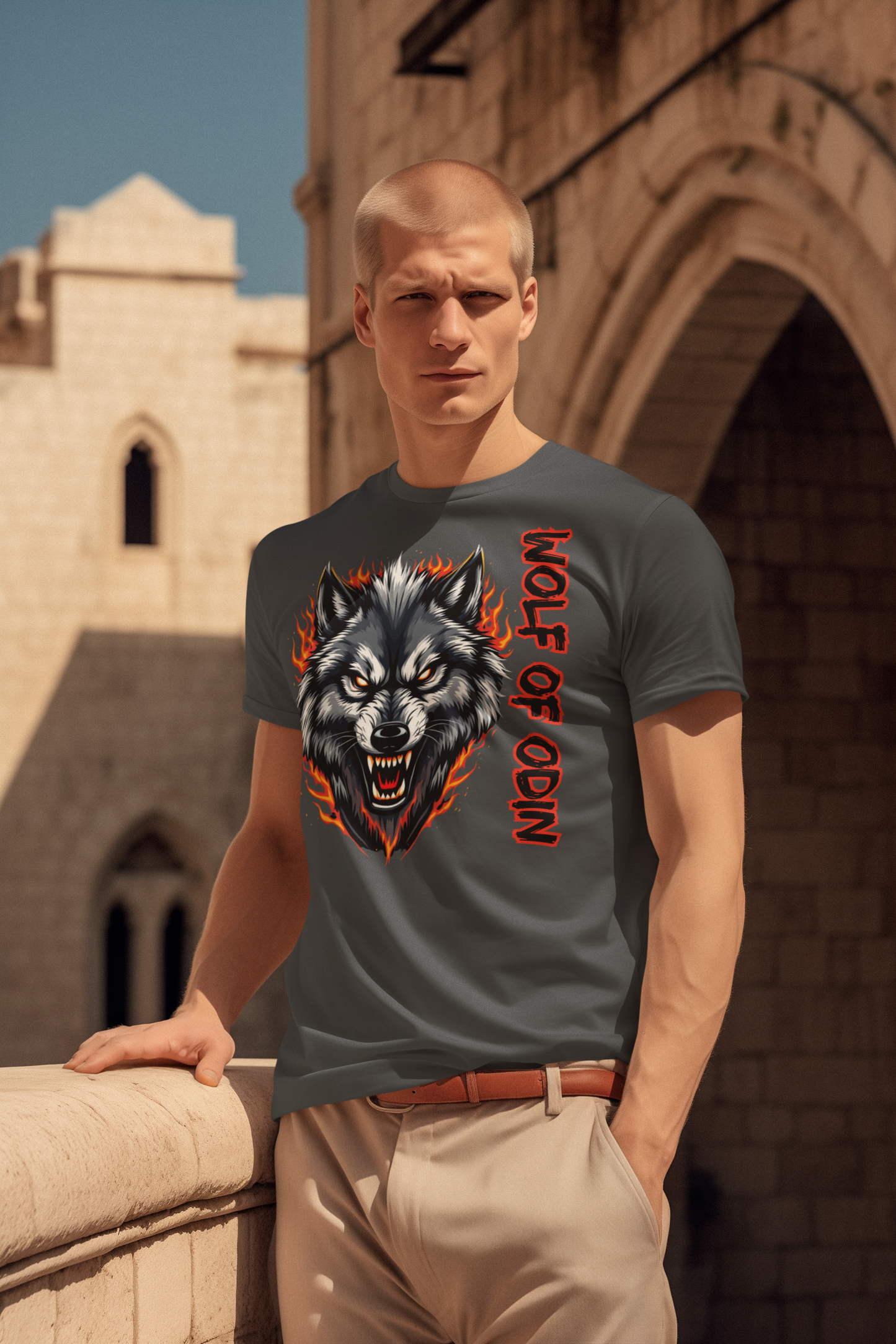 Wolf in Flammen Wolf of Odin - Unisex Erwachsenen Bio Baumwolle Kurzarm Shirt Creator T-Shirt 2.0 ST/ST SH